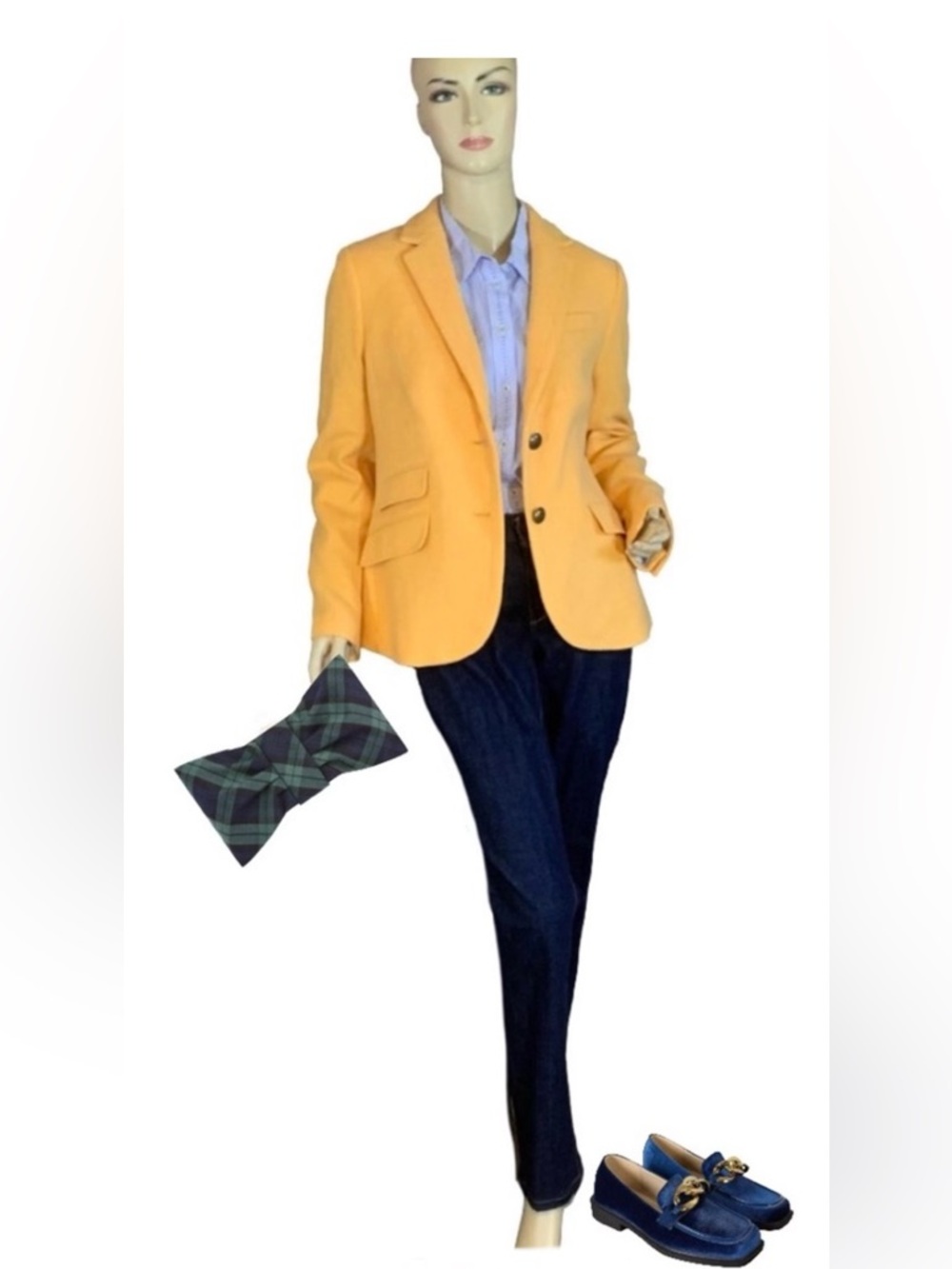 TALBOTS SQUASH YELLOW WOOL BLEND BLAZER (8)